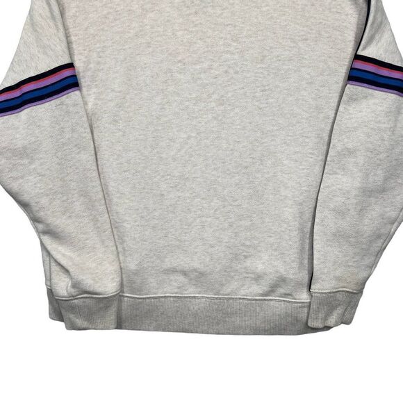 Aerie Women's Oversized Cream Colorful Striped Crewneck Sweatshirt - Picture 7 of 11